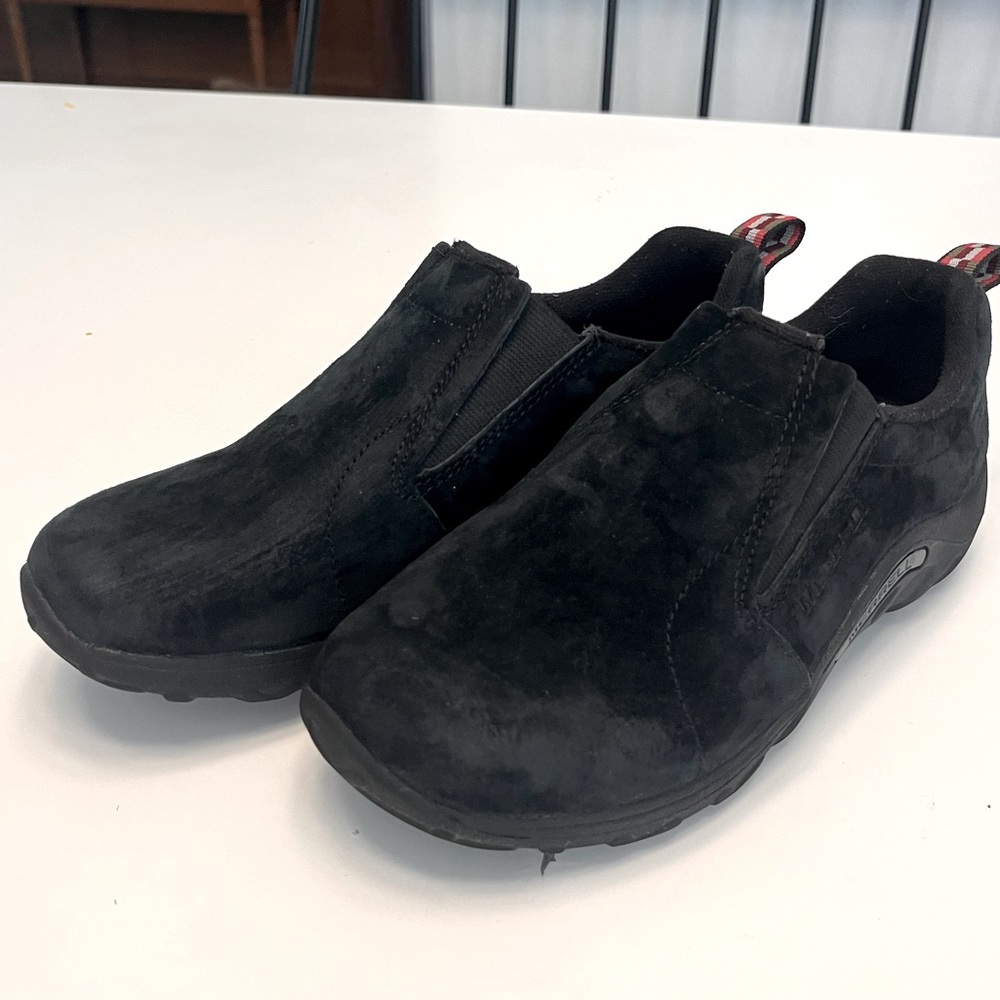 MERRELL Unisex Child Jungle Moccasin Black Suede Size 4 Youth